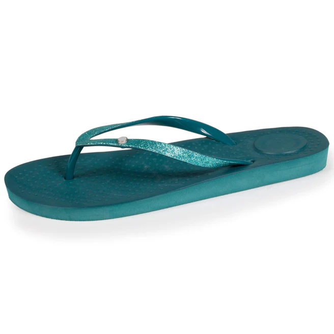 Tongs femme tige paillettes ISOTONER 94502 - Vert Canard VCD