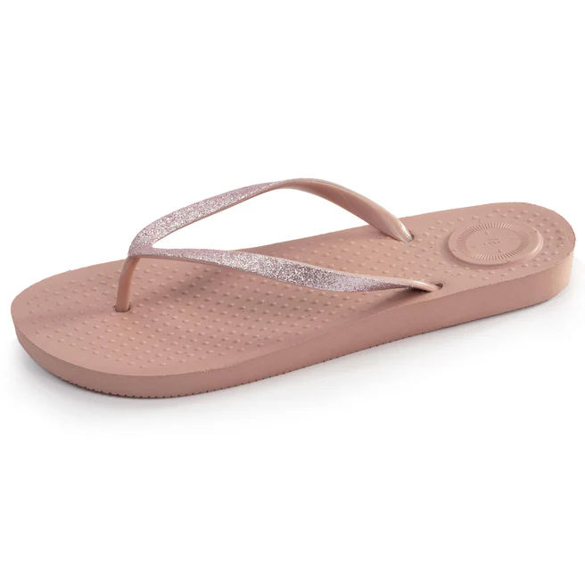 Tongs femme tige paillettes ISOTONER 94502 - Vieux Rose ABS