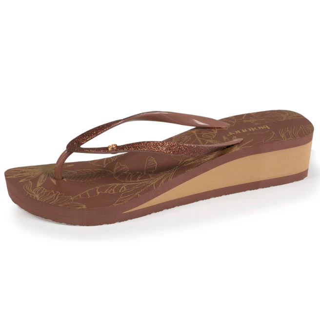 Tongs femme tige paillettes talon 4cm ISOTONER 94612 - Marron MAR
