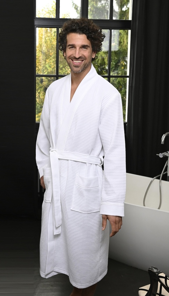 Peignoir unisexe en piqué ceinture à nouer 100% coton RINGELLA M111703 - Blanc 100 (S)
