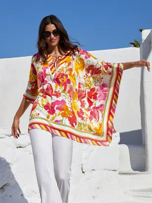 Poncho LISE CHARMEL "Envolée Florale" ASB6283 - Bouquet Floral 19038