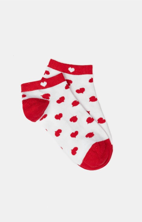 Socquettes basses dame 36/40 COUP DE COEUR 9INFUNIE25 - Blanc Rouge Coeur 