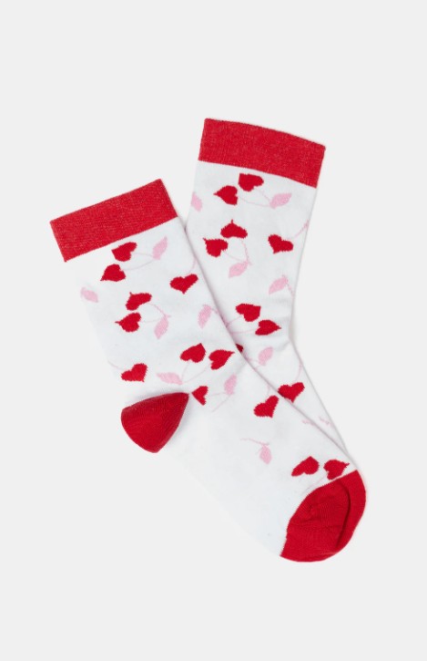 Chaussettes dame 36/40 COUP DE COEUR 9INFUNIE25 - Blanc Rouge Cherry