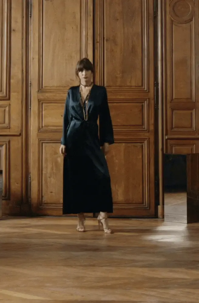 Peignoir long en soi MARJOLAINE "Tracy" 3TRA2210 - Noir 0004