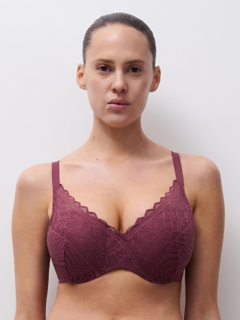Soutien-gorge avec coques memory form enveloppant CHANTELLE EASY FEEL "Floral Touch" C94260 - Sienne 0K7 (85, B)