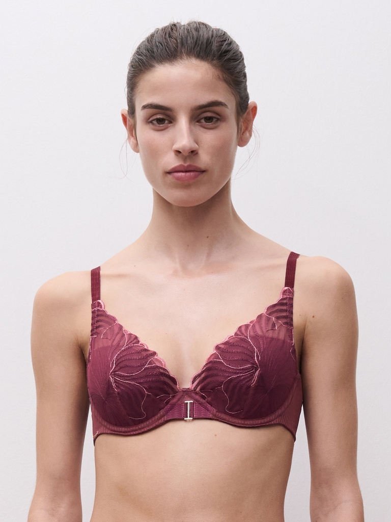Soutien-gorge avec armatures et coques plogeant CHANTELLE "Legend" C15YNA - Sienne/Goyave B02