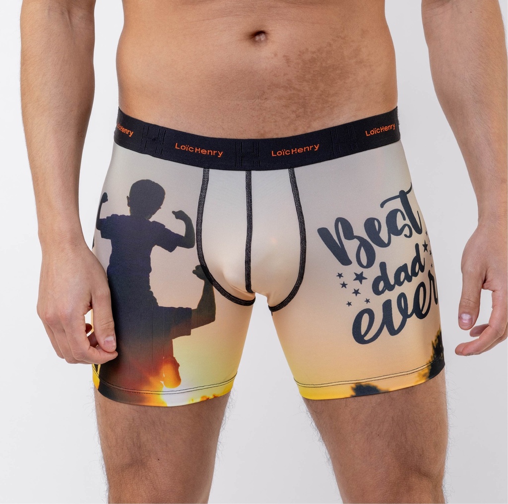 Boxer homme fantaisie microfibre avec maintien intérieur LOIC HENRY "Identity" KBI106X - Best Dad