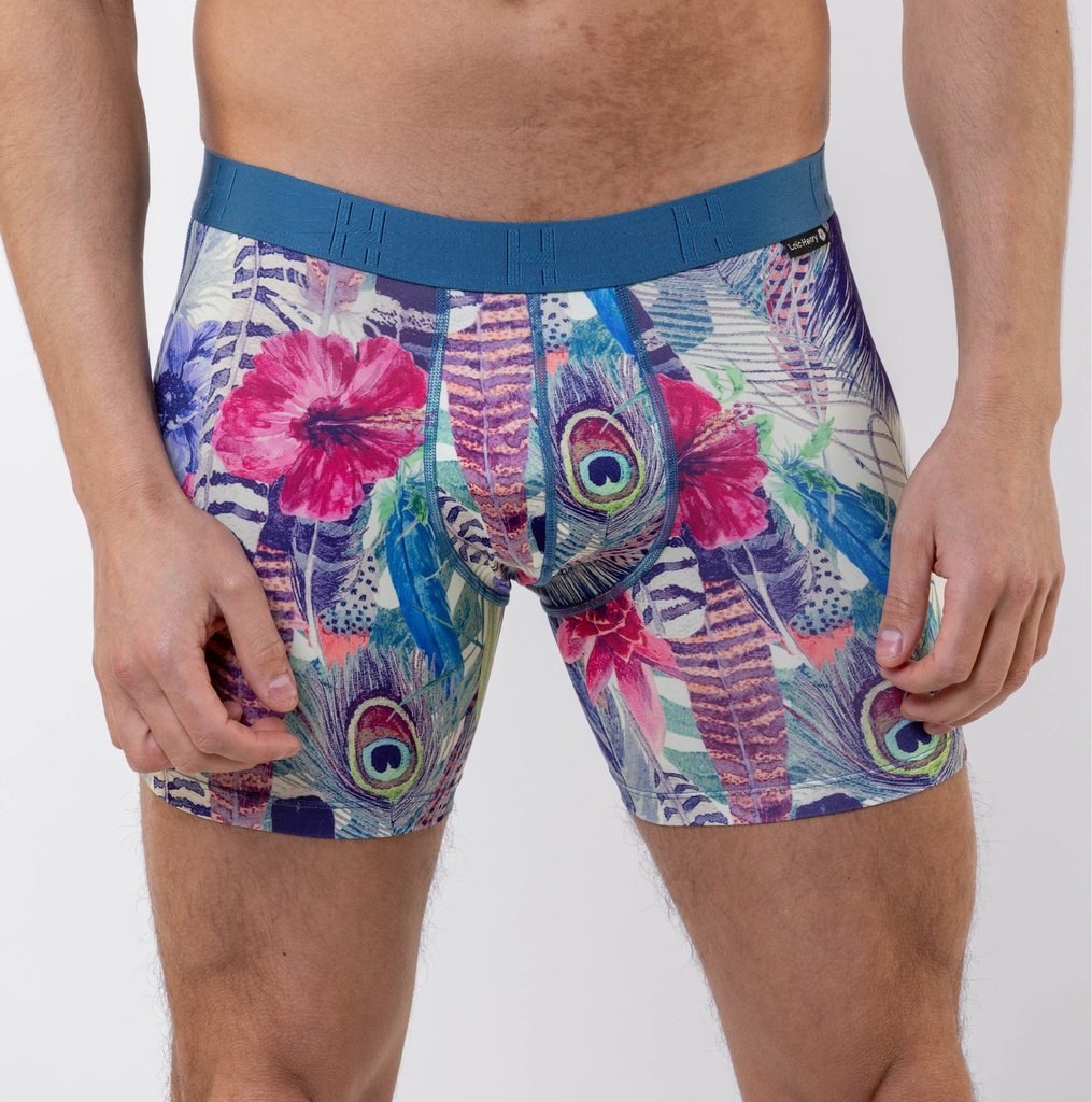 Boxer homme fantaisie microfibre avec maintien intérieur LOIC HENRY "Identity" KBI105X - Plumes