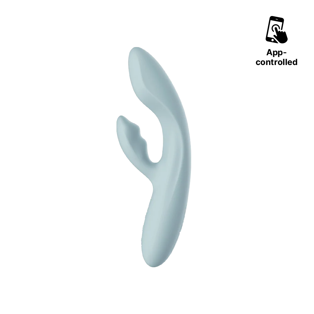 Vibromasseur contrôlé via app & double stimulation & tête chauffante SVAKOM "Chika" - Bleu Turquoise