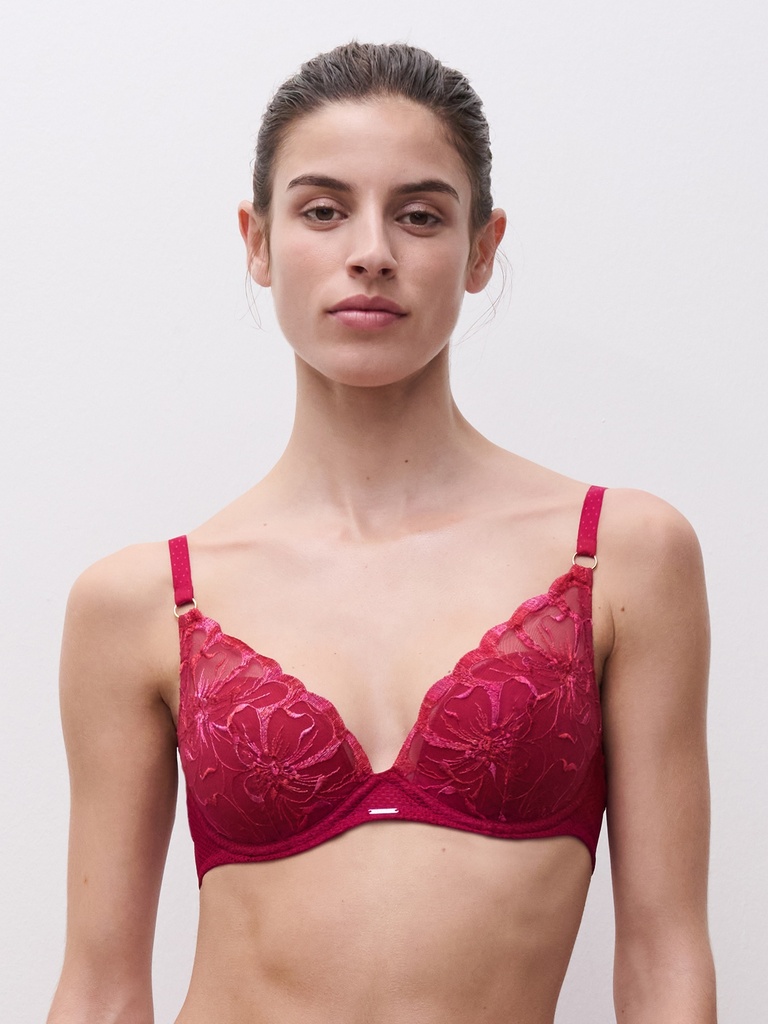 Soutien-gorge coque plongeant CHANTELLE "Fleurs" C12M20 - Pomme d'Amour B01