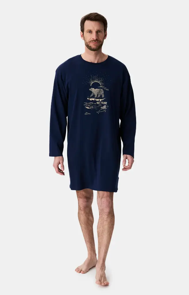 Chemise de nuit homme TU maxi T-shirt ARTHUR "Nuit Polaire" MSW - Marine POLAH25