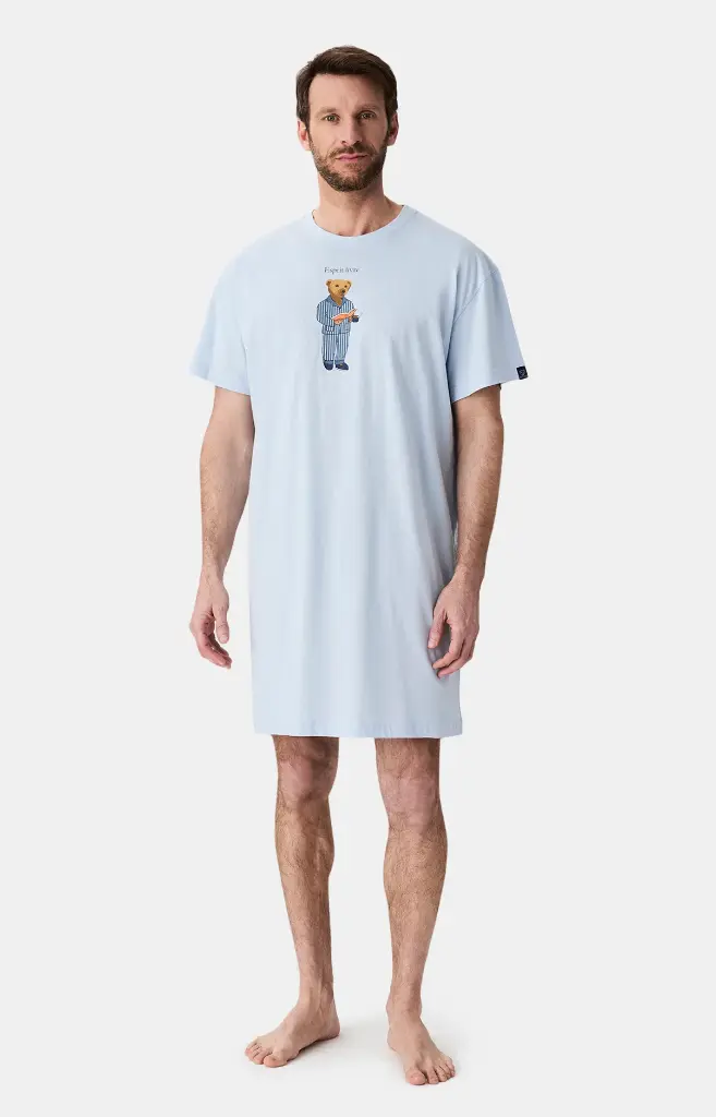 Chemise de nuit homme TU maxi T-shirt ARTHUR "Esprit Livre" MTU - Bleu Ciel BOOKH25