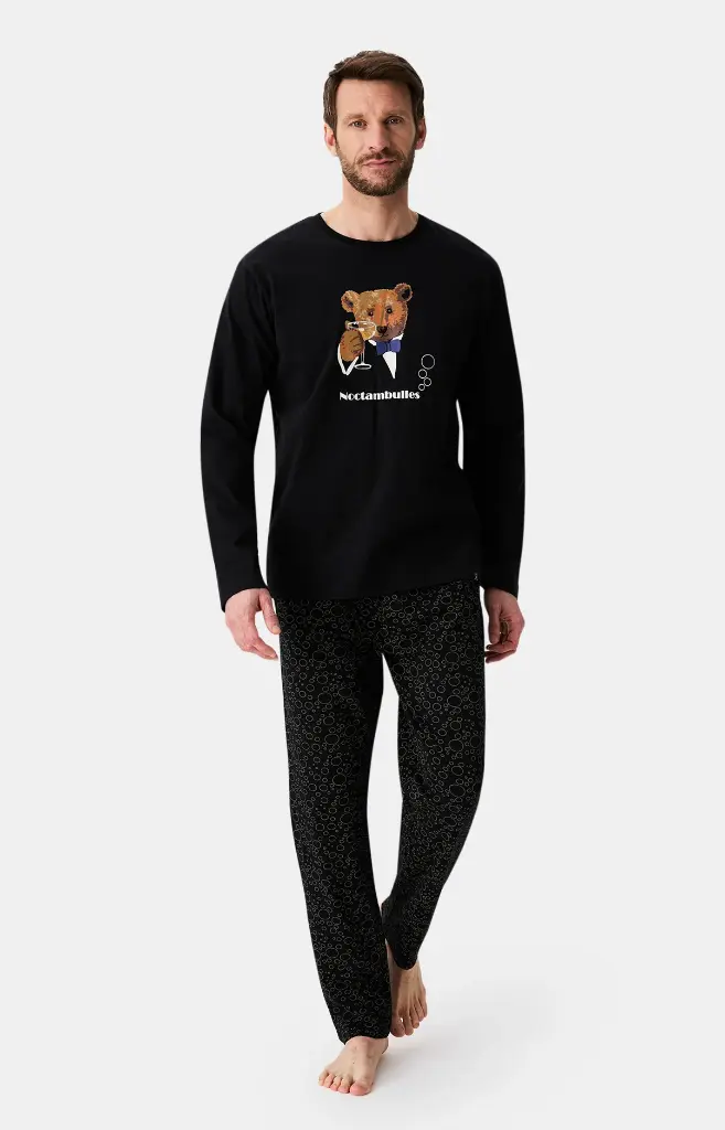 Pyjama long homme ARTHUR "Noctambulles" ZAC - Noir CHAMH25 (S)