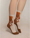 Chaussettes dame coton BLEU FORET "Ecureuil" FBU6580 - Sable DF4