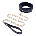 Collier & laisse pour jeux bondage SPORTSHEETS "Cougar Fur Collar & Leash" 116844 - Blue