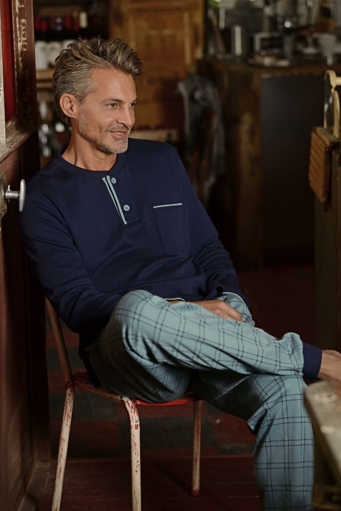 Pyjama long homme avec patte de boutonnage 100% coton RINGELLA 5541209 - Nuit 286