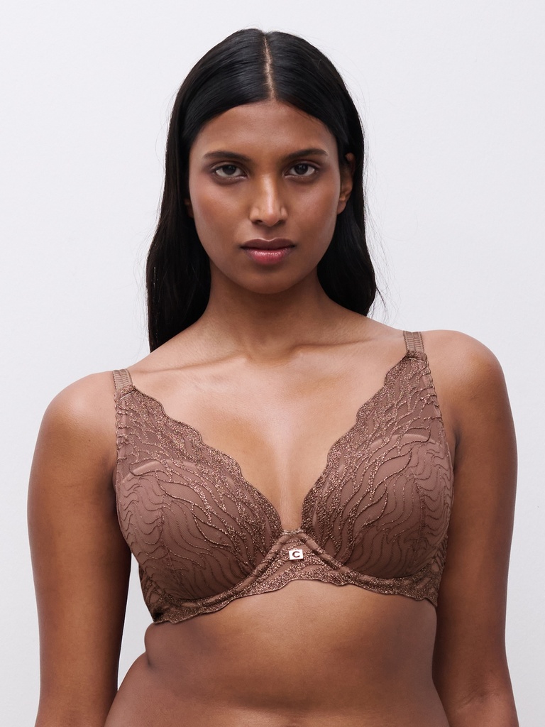 Soutien-gorge avec armatures enveloppant CHANTELLE "Vibe" C19VNA - Cannelle Lurex C08 (85, B)