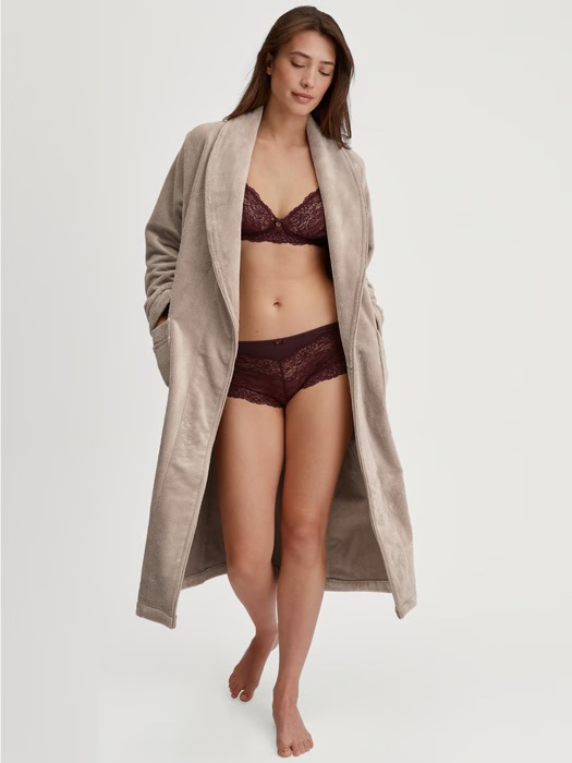 Peignoir dame en éponge 120cm CALIDA "Cosy Shower" 61854 - Beige Clay 039 (XS)