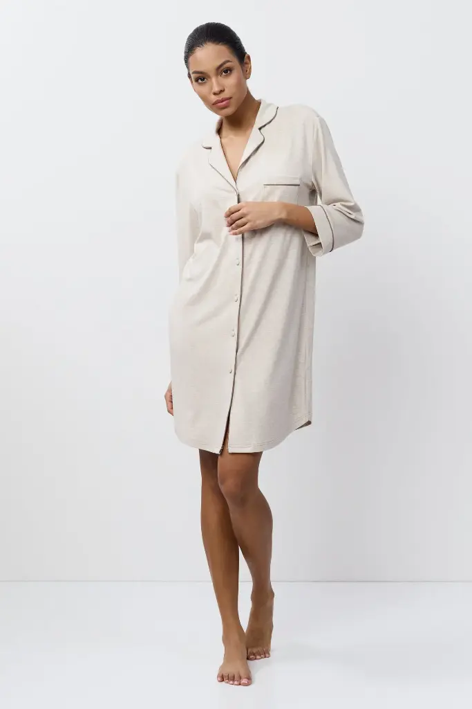Chemise de nuit dame boutonné ARUELLE "Karine" AR-KAR-N - Beige