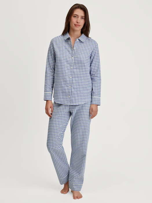 Pyjama dame long boutonné 100% coton CALIDA "Night Lovers" 46856 - Scandinavian (XS)