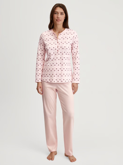 Pyjama dame longues manches CALIDA "Midnight Flowers" 43356 - Pearl Blush 072