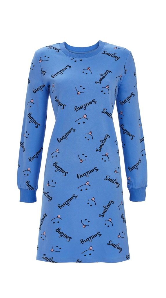 Chemise de nuit 95cm 100% conton RINGELLA "Regard Heureux" 5511029 - Bleu Laiteux 232 (38)