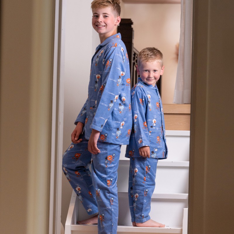 Pyjama enfant en flanelle JUSQU'AU LEVER DU JOUR "Chamallow" 25HPCL - Bleu 