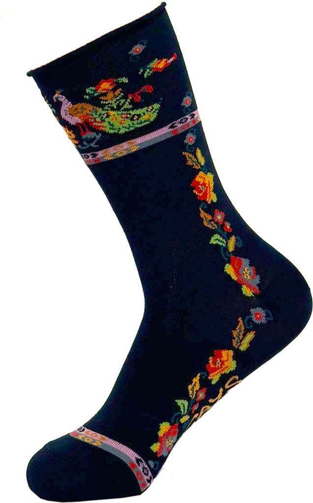 Chaussette dame bord roulé CRONERT "Fiona Phaon" 18860 - Noir 2600