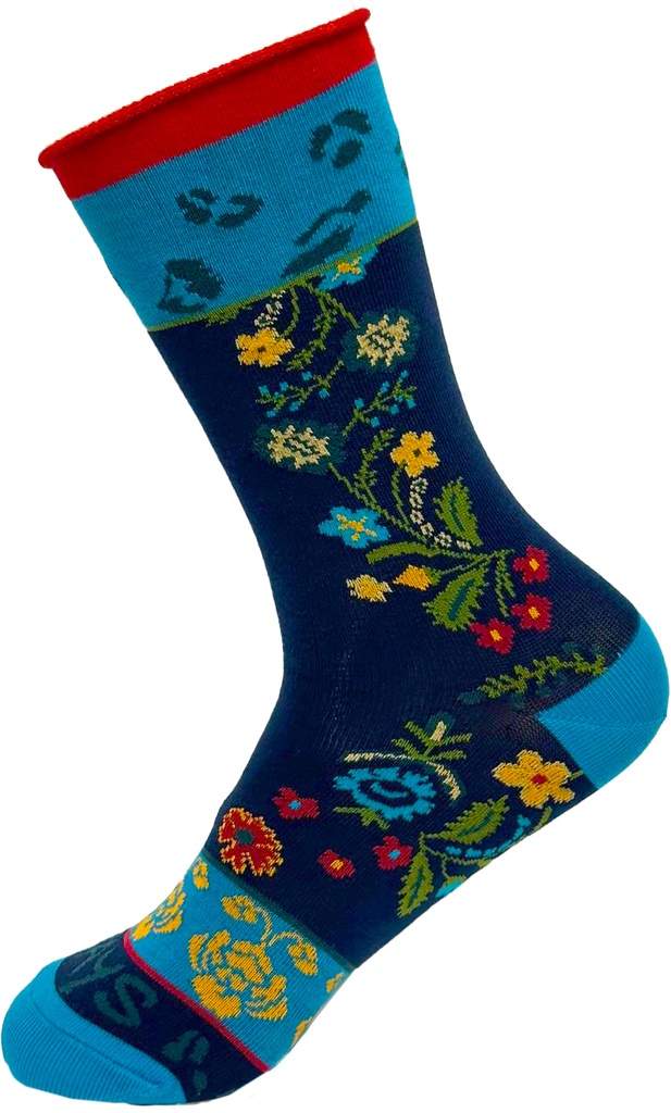 Chaussette dame bord roulé CRONERT "Léonie" 18846 - Marine 1920