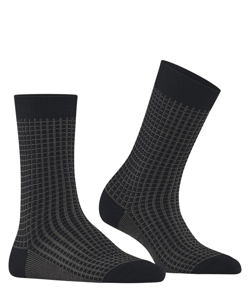 Chaussettes laine dame FALKE "Softmerino Special Edition" 47199 - Black Motif Carreaux 3000