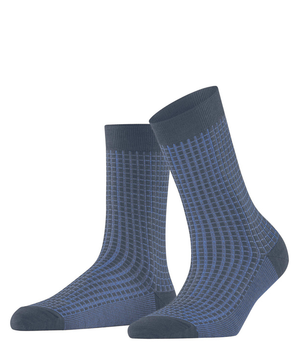 Chaussettes laine dame FALKE "Softmerino Special Edition" 47199 - Blue Ink Motif Carreaux 6491