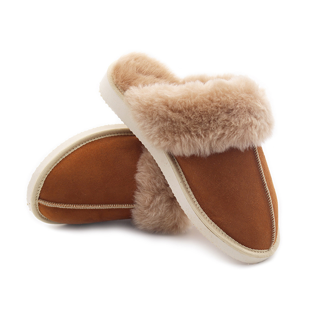 Pantoufles Mules en Agneau DIRECT TANNERIE "Vancouver" - Camel