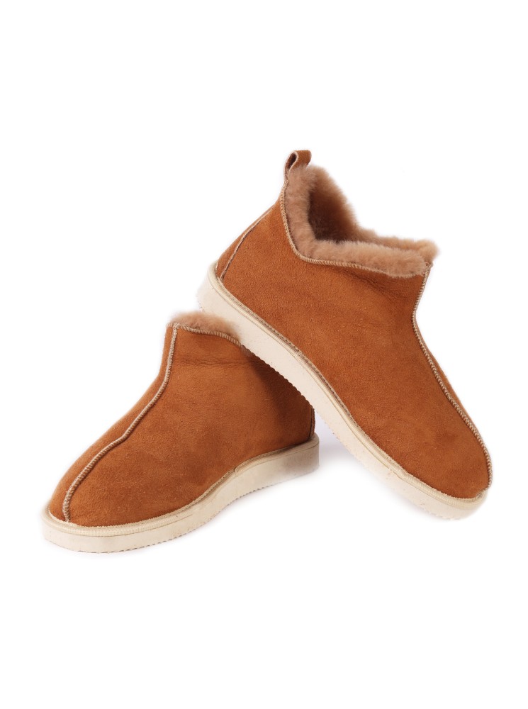 Pantoufles en agneau DIRECT TANNERIE "Kingston" - Camel (34)