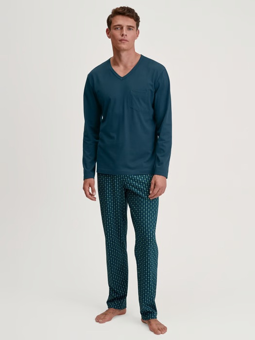 Pyjama long homme 100% coton CALIDA "Relax Imprint 3" 47487 - Deep Petrol 559 (M)