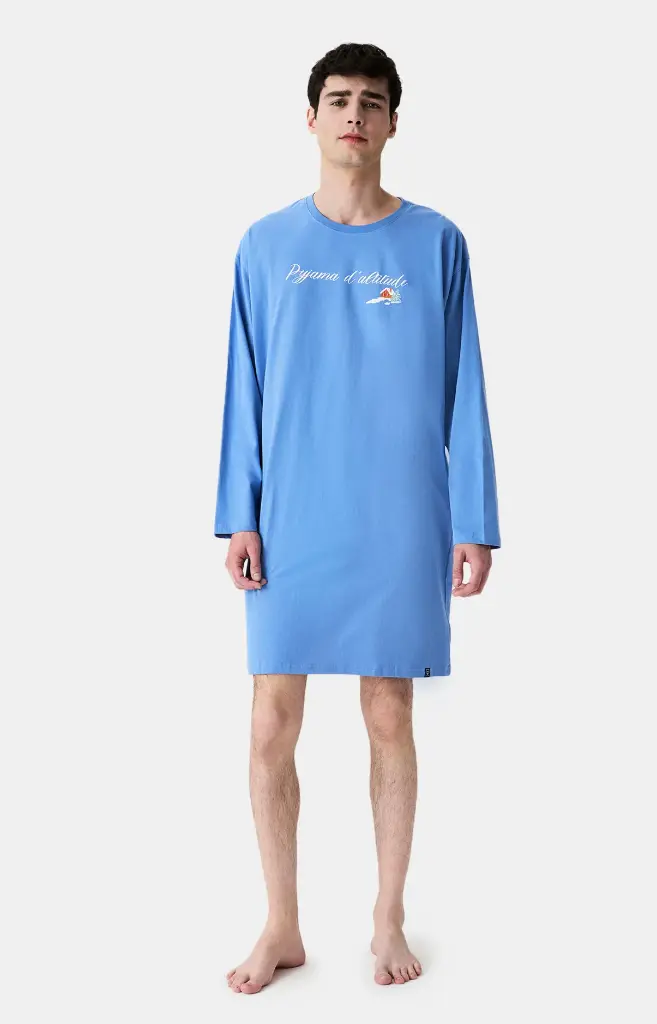 Chemise de nuit homme TU maxi T-shirt ARTHUR "Pyjama d'Altitude" MSW - Bleu NOELH25