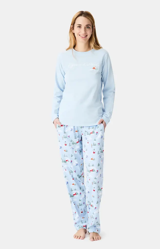 Pyjama long femme ARTHUR "Pyjama d'Altitude" MOL - Ciel NOELH25 (XS)
