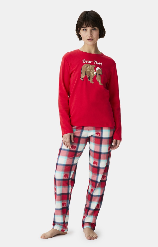 Pyjama long femme ARTHUR "Bear Noël" MOL - Rouge  OURSH25 (XS)