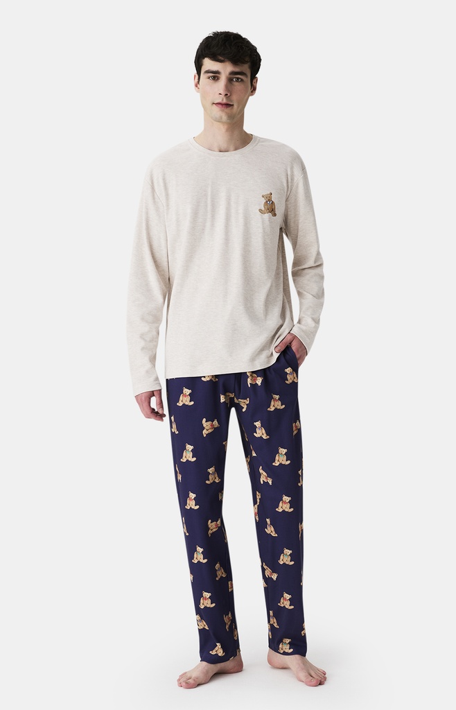 Pyjama long homme coton bio ARTHUR "Old Teddy" ZAC - Marine OLDTH25