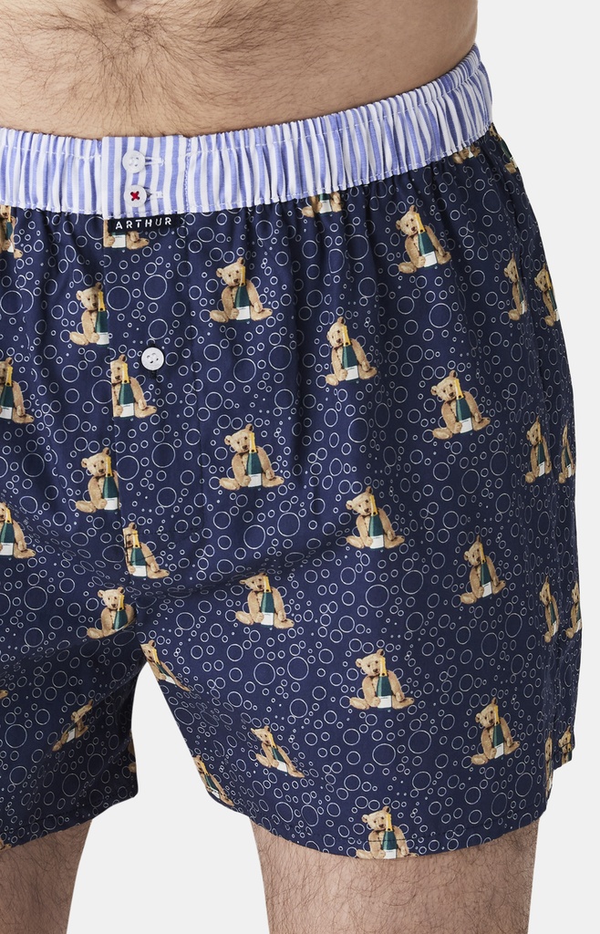 Caleçon américain homme avec maintien 100% coton bio ARTHUR "Le Club" CSP - Marine 1184H25