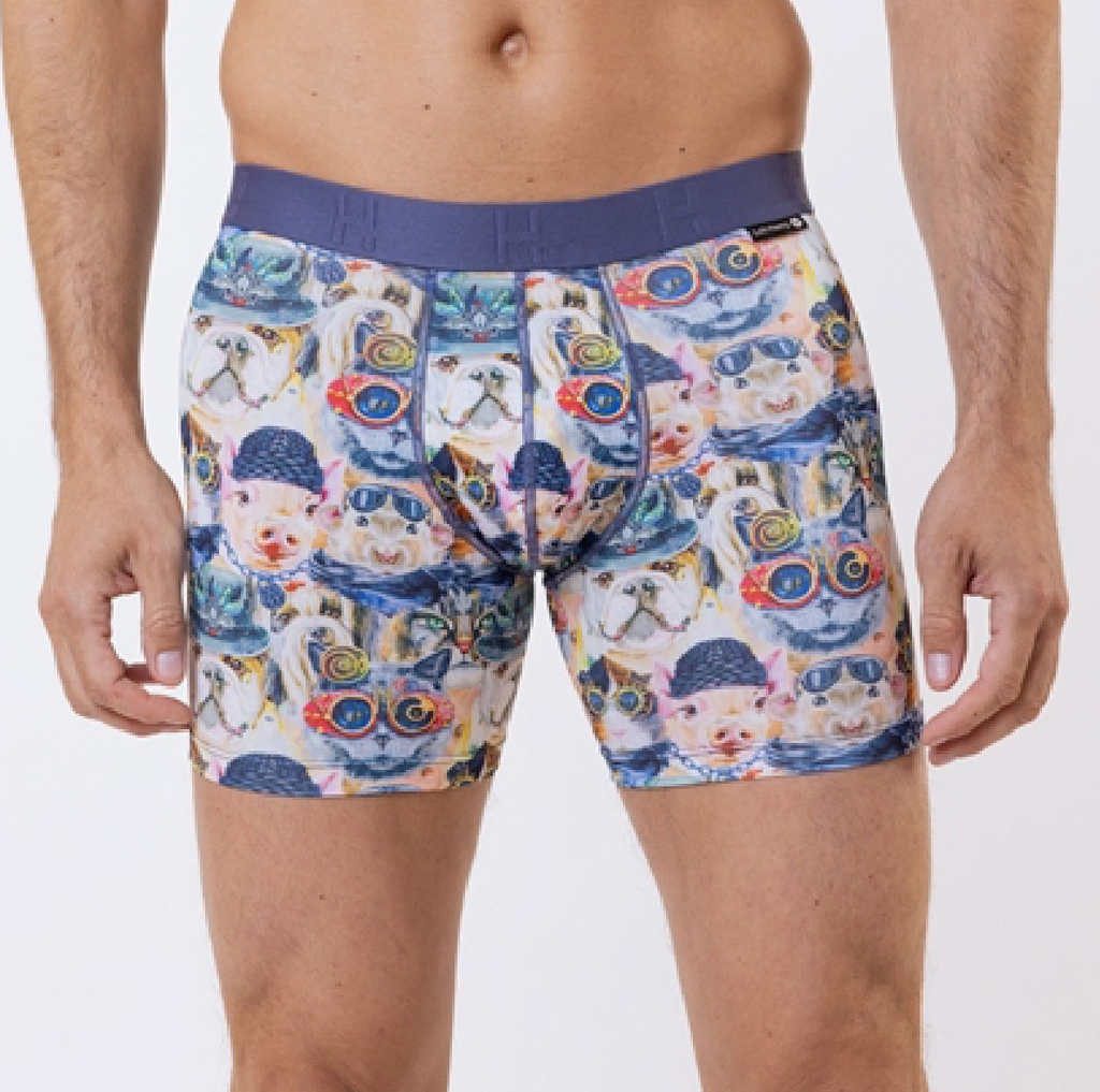 Boxer homme fantaisie microfibre avec maintien intérieur LOIC HENRY "Identity" KBI117X - Animals (M)