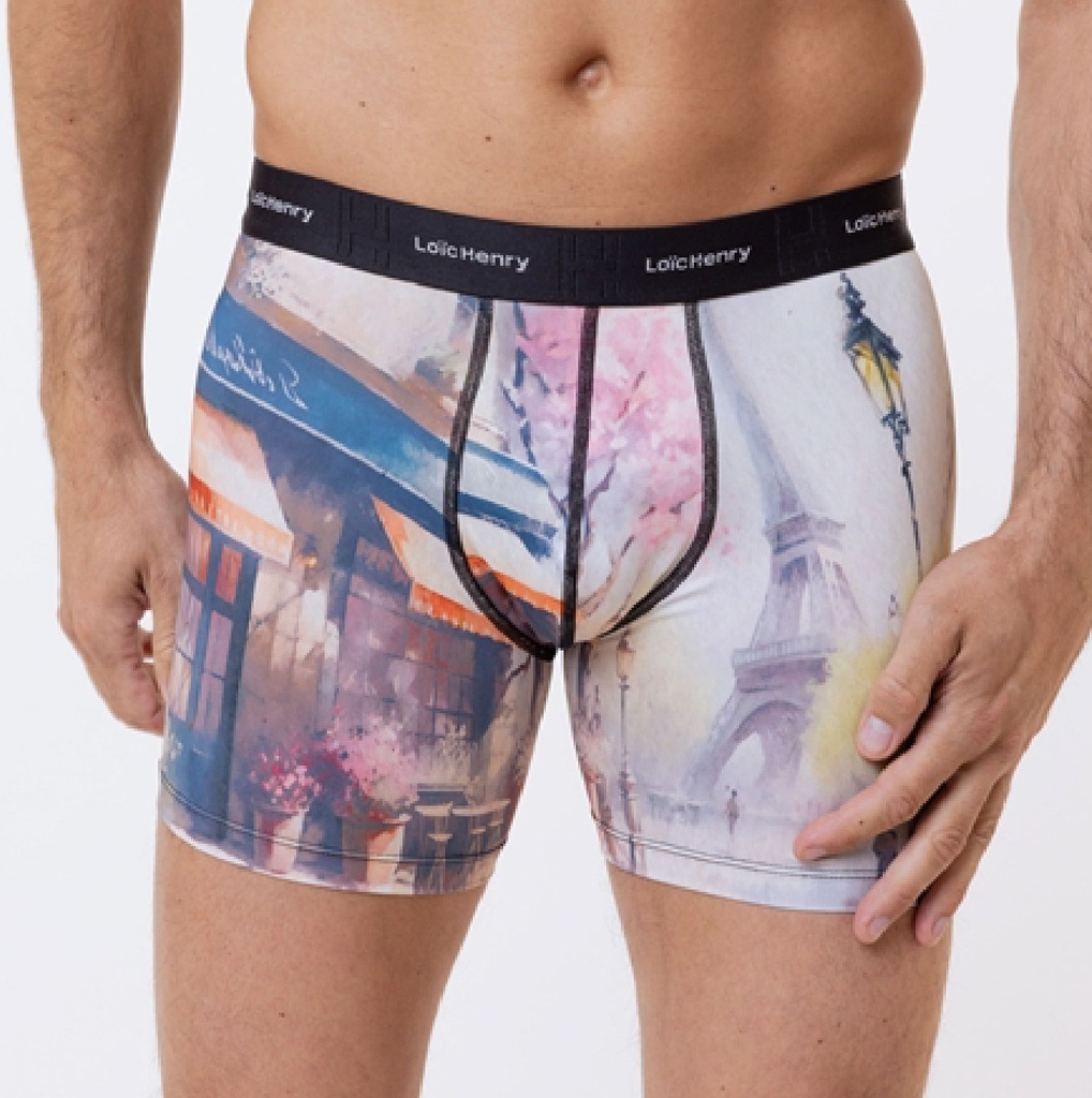Boxer homme fantaisie microfibre avec maintien intérieur LOIC HENRY "Identity" KBI114X - Paris (M)