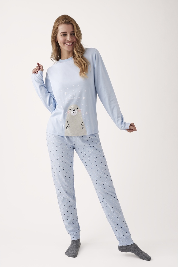 Pyjama dame longues manches PROMISE "Artic Adventure" N20132 - Azure