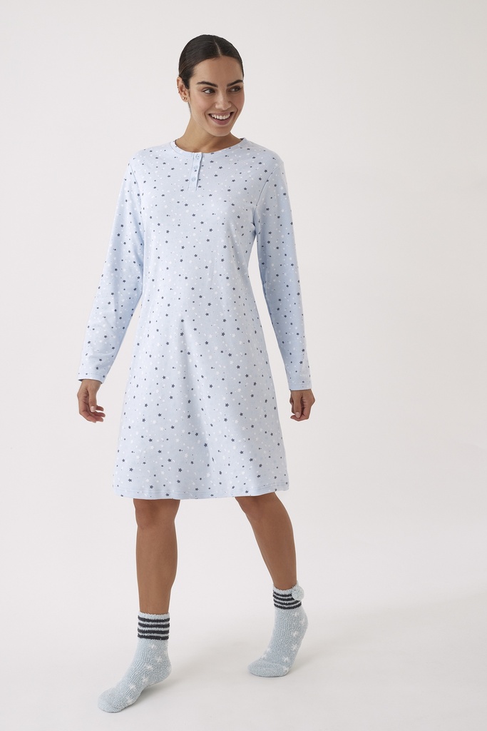 Chemise de nuit dame longues manches PROMISE "Artic Adventure" N20141 - Azure