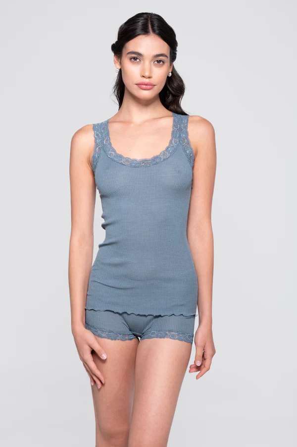Chemisette sans manche laine & soie OSCALITO 3410 - Dusty Blue 493 (2)
