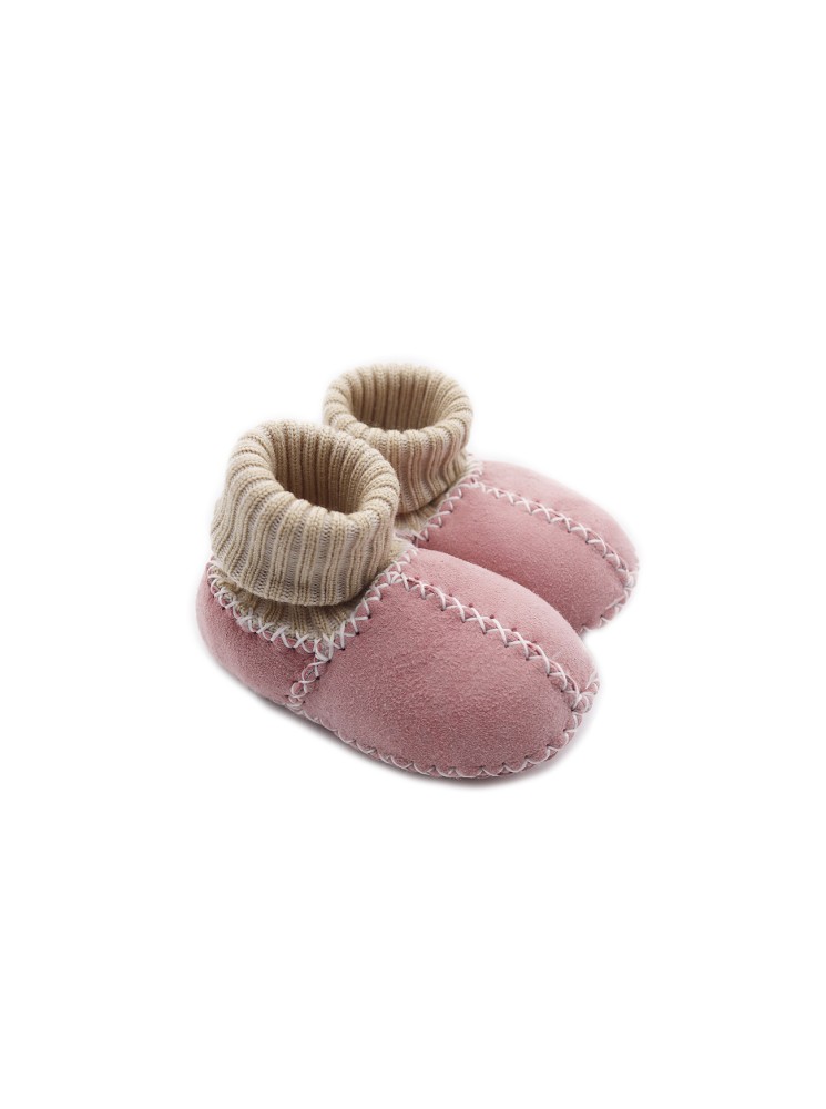 Chaussons bébé en agneau double face DIRECT TANNERIE "Socks" - Rose (19/20)