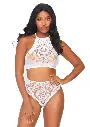 Top sexy dentelle lanières & string - 2 pièces - LEG AVENUE 81552 - Blanc 002