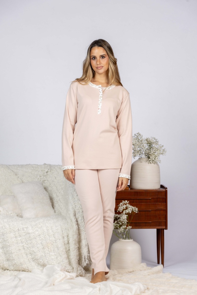 Pyjama long dame MIRA 8443MW - Vieux Rose 02