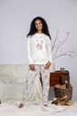 Pyjama long dame MIRA 8450MW - Rose imp Ourson Fleur 02