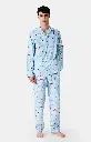 Pyjama long homme boutonné en pilou ARTHUR "Noël en Altitude" PLC - Ciel NOELH25