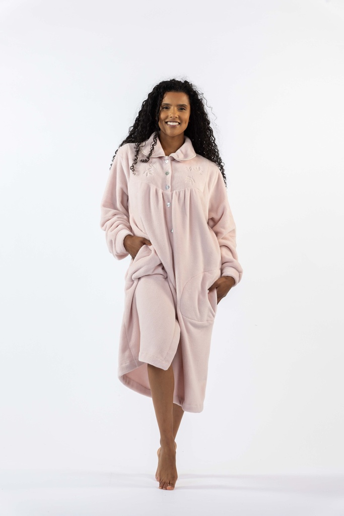 Robe de chambre boutonnée MIRA 9106WW - Vieux Rose 02 (S)